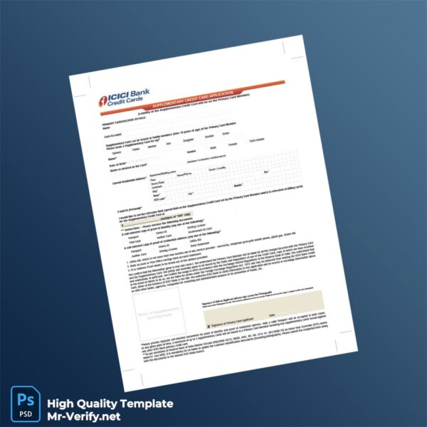 Editable Supplementary Credit Card Application Template in Word and PDF formats Editable Supplementary Credit Card Application Template in Word and PDF formats
