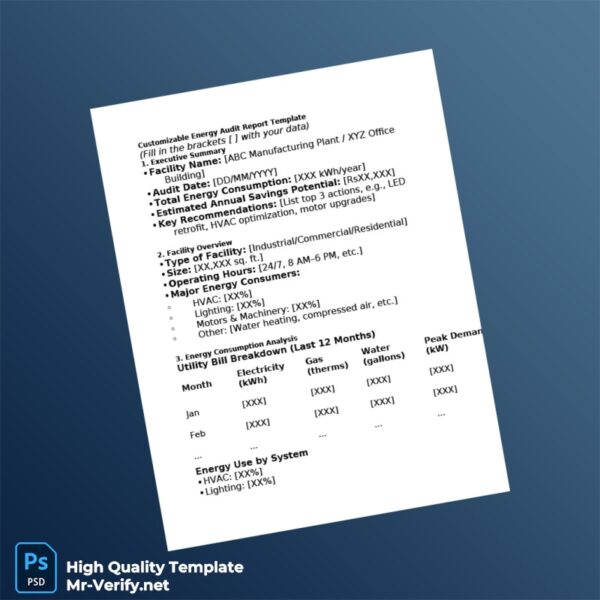 Energy Audit Report Template Editable Energy Audit Report Template in Word and PDF formats Energy Audit Report Template Editable Energy Audit Report Template in Word and PDF formats