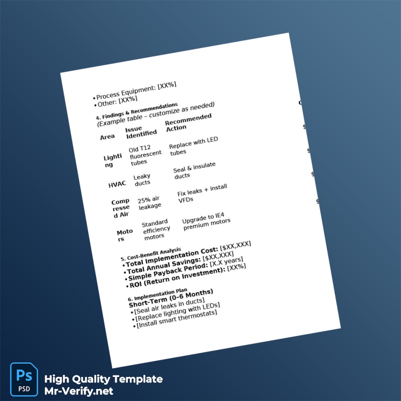 Energy Audit Report Template Editable Energy Audit Report Template in Word and PDF formats page 2 Energy Audit Report Template Editable Energy Audit Report Template in Word and PDF formats page 2