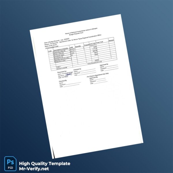 Ethiopia Editable Operational Expenses Template in Word and PDF formats