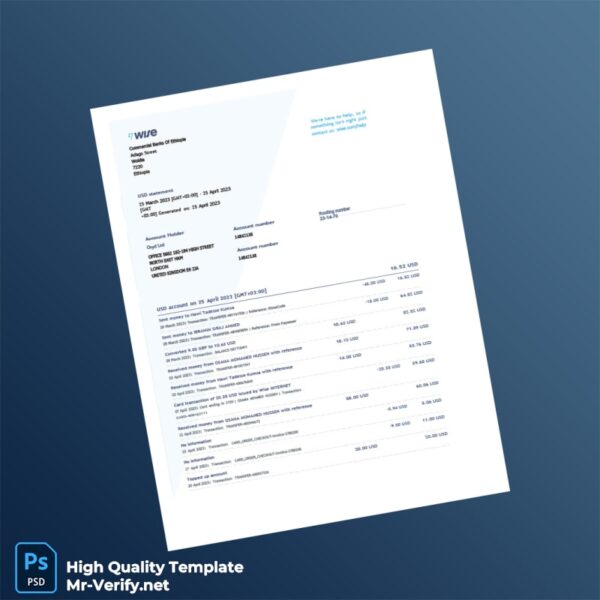 Ethiopia Osyd Ltd Bank Statement Template in Word and PDF formats Ethiopia Osyd Ltd Bank Statement Template in Word and PDF formats