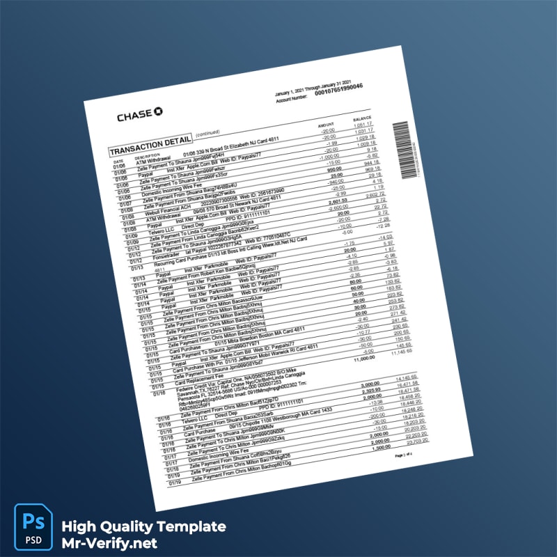 France Chase Bank Statement Template in Word and PDF formats page 3 France Chase Bank Statement Template in Word and PDF formats page 3