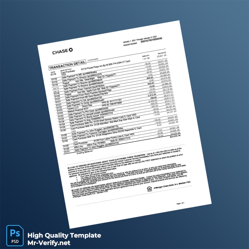 France Chase Bank Statement Template in Word and PDF formats page 4 France Chase Bank Statement Template in Word and PDF formats page 4
