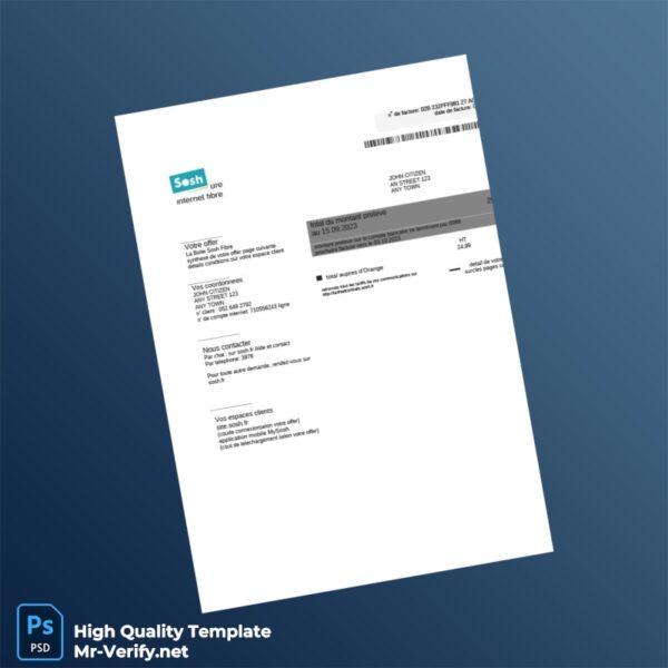 France Sosh Editable Internet Bill Template in Word and PDF formats