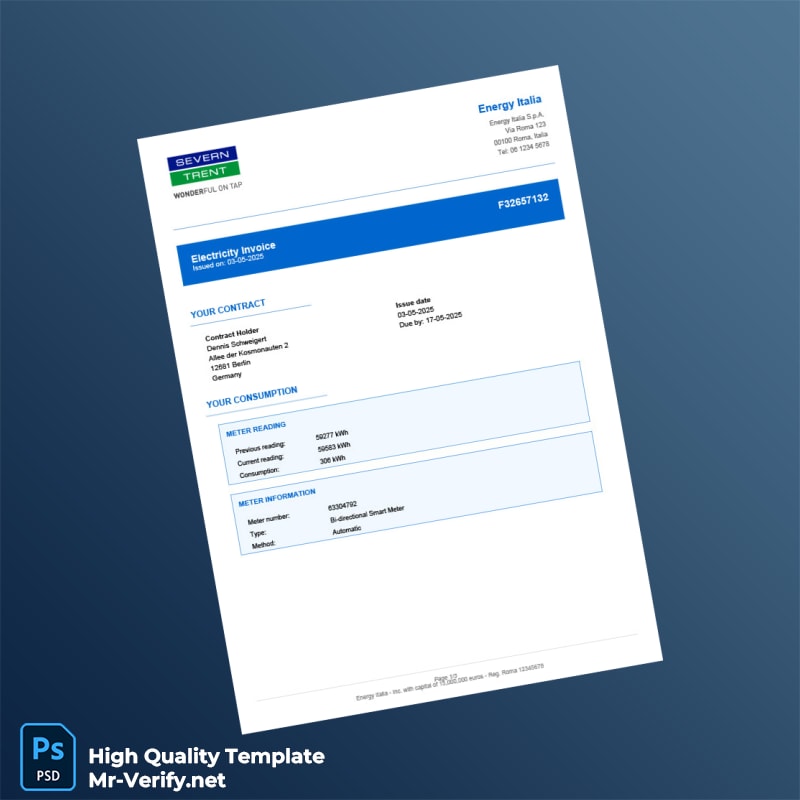 Germany Energy Italia Editable Electricity Bill Template in Word and PDF formats Germany Energy Italia Editable Electricity Bill Template in Word and PDF formats