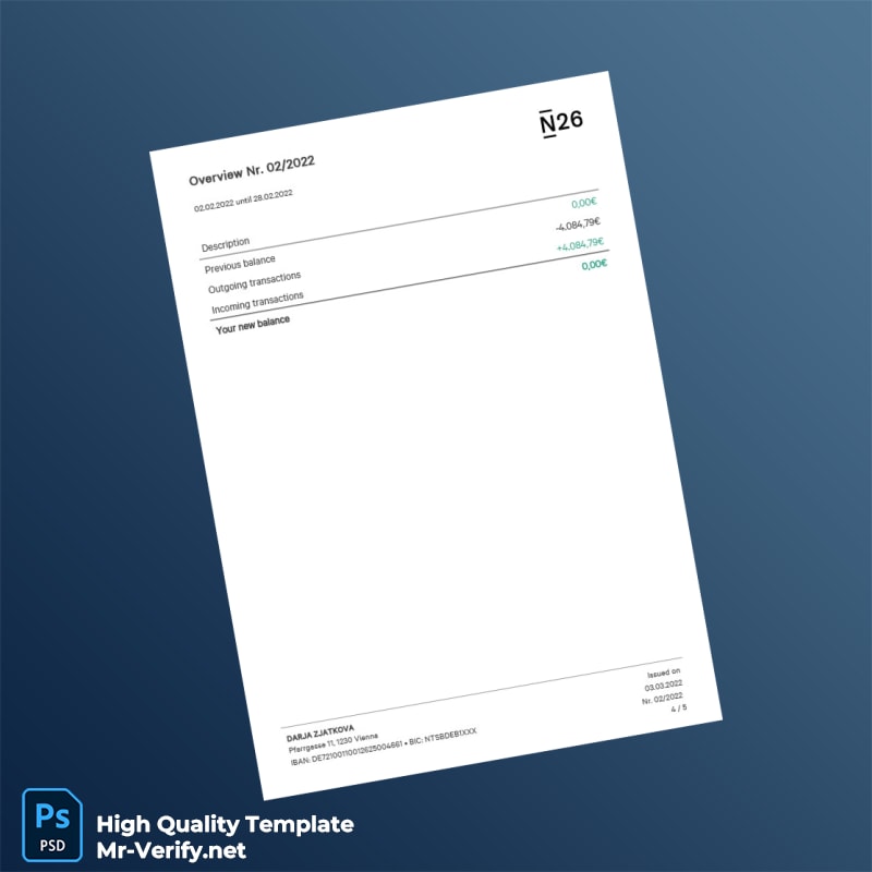 Germany N26 Bank Statement Template in Word and PDF formats page 4 Germany N26 Bank Statement Template in Word and PDF formats page 4