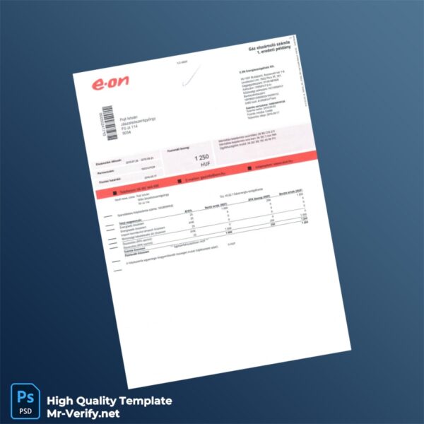Hungary EON Editable Utility Bill Template in Word and PDF formats Hungary EON Editable Utility Bill Template in Word and PDF formats