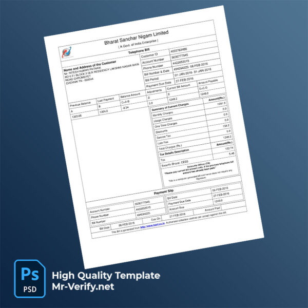 India-Bharat-Sanchar-Nigam-Limited-Editable-Telephone-Bill-Template-in-Word-and-PDF-formats-mrverify India Bharat Sanchar Nigam Limited Editable Telephone Bill Template in Word and PDF formats