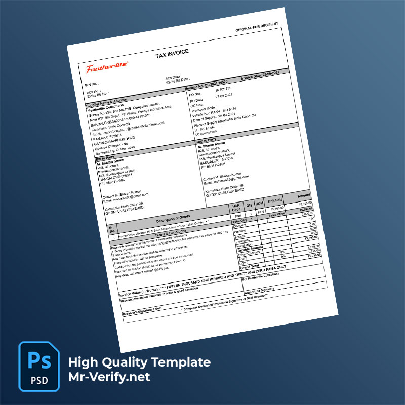 India-Featherlite-Collections-Editable-Tax-Invoice-Template-in-Word-and-PDF-formats-mrverify India Featherlite Collections Editable Tax Invoice Template in Word and PDF formats