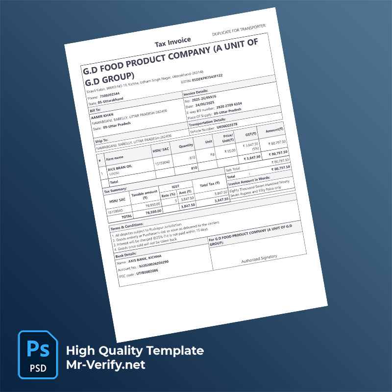 India-G.D-Food-Product-Company-Editable-Tax-Invoice-Template-in-Word-and-PDF-formats-mrverify India G.D Food Product Company Editable Tax Invoice Template in Word and PDF formats