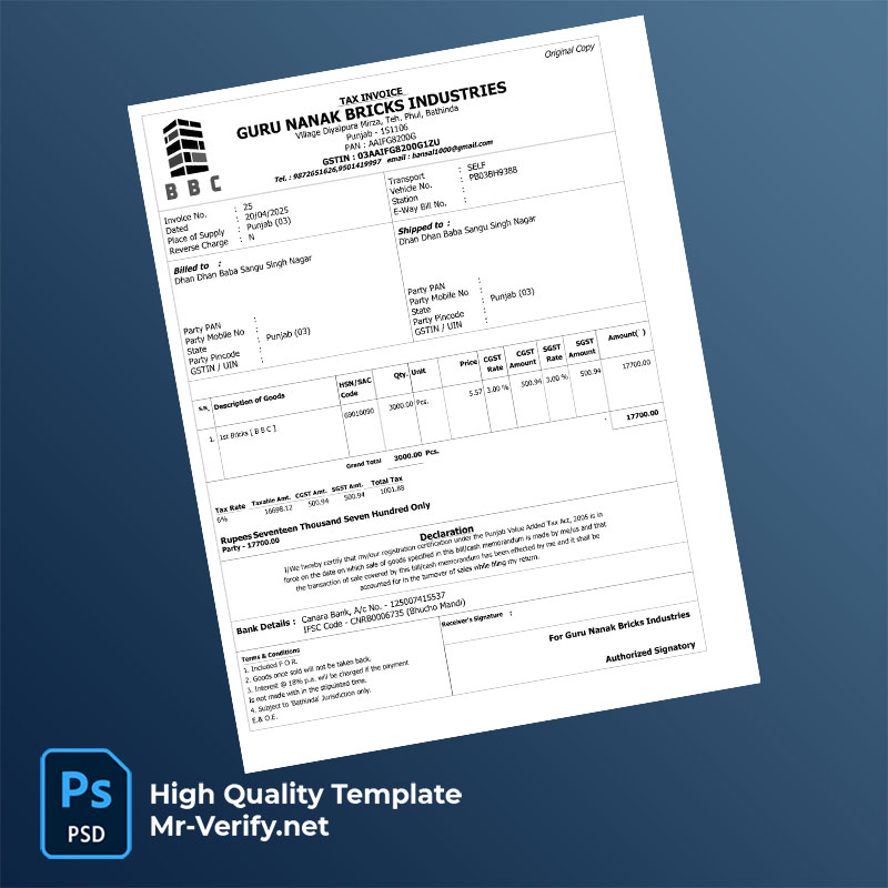 India-Guru-Nanak-Bricks-Industries-Editable-Tax-Invoice-Template-in-Word-and-PDF-formats-page-2-mrverify India Guru Nanak Bricks Industries Editable Tax Invoice Template in Word and PDF formats