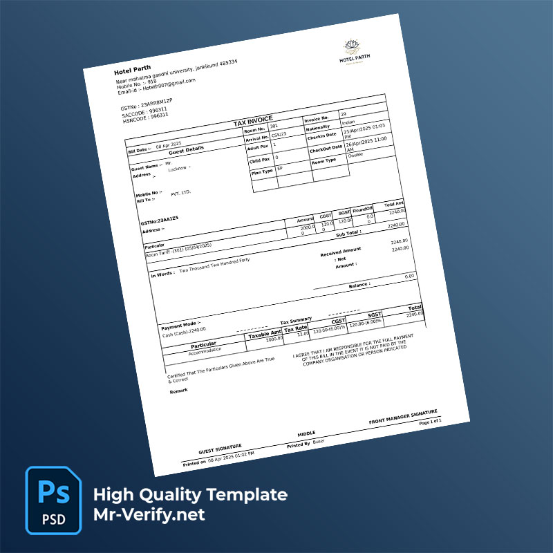 India-Hotel-Parth-Editable-Hotel-Bill-Template-in-Word-and-PDF-formats-mrverify India Hotel Parth Editable Hotel Bill Template in Word and PDF formats