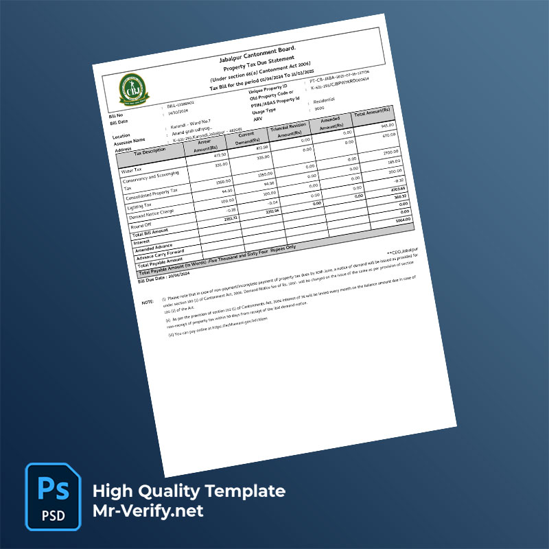 India-Jabalpur-Cantonment-Board-Editable-Property-Tax-Due-Statement-Template-in-Word-and-PDF-formats-mrverify India Jabalpur Cantonment Board Editable Property Tax Due Statement Template in Word and PDF formats