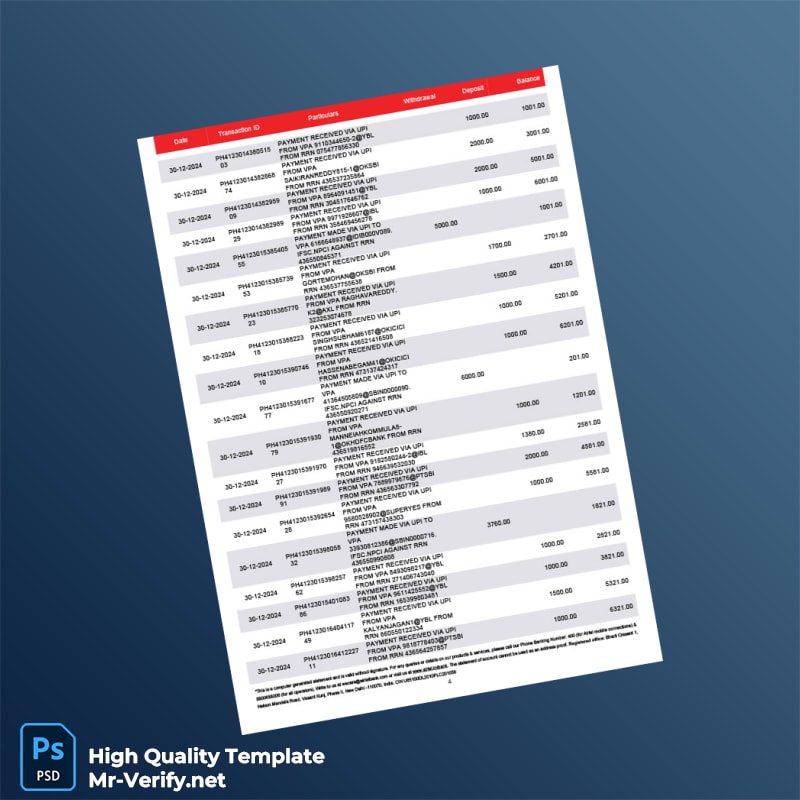 India Airtel Payment Bank Statement Template in Word and PDF formats page 4 India Airtel Payment Bank Statement Template in Word and PDF formats page 4