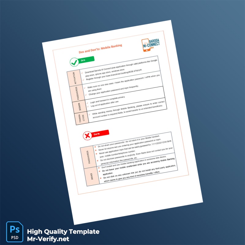 India Bank of Baroda Account Statement Template in Word and PDF formats page 2 India Bank of Baroda Account Statement Template in Word and PDF formats page 2