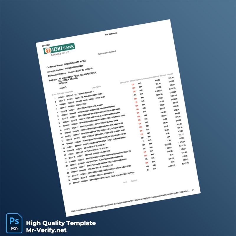 India Editable Bank Statement Template in Word and PDF formats India Editable Bank Statement Template in Word and PDF formats