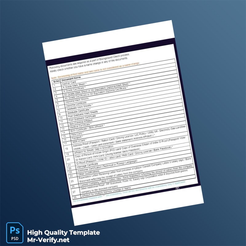 India Editable Document Requirements Template in Word and PDF formats India Editable Document Requirements Template in Word and PDF formats