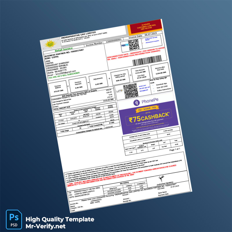 India Editable Gas Bill Template in Word and PDF formats India Editable Gas Bill Template in Word and PDF formats