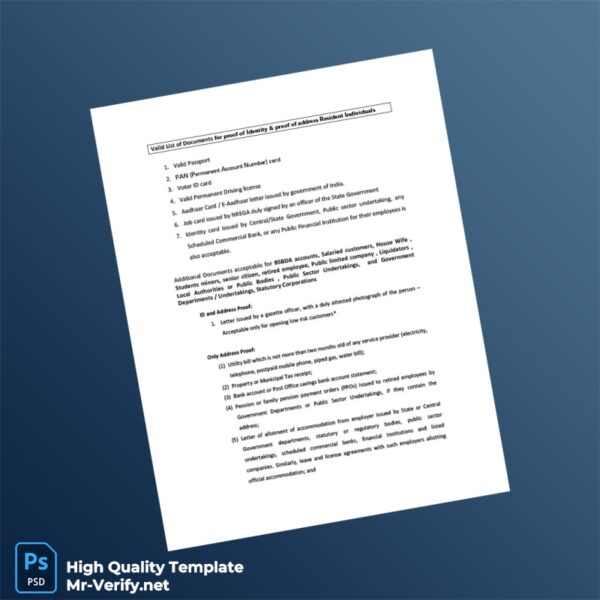 India Editable Identity and Address Proof Document Template in Word and PDF formats