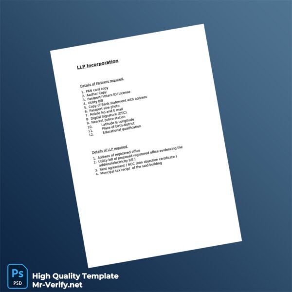 India Editable LLP Formation Template in Word and PDF formats India Editable LLP Formation Template in Word and PDF formats