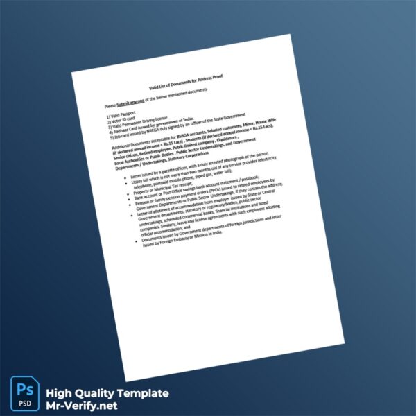 India Editable Proof Of Identity Address Template in Word and PDF formats India Editable Proof Of Identity Address Template in Word and PDF formats