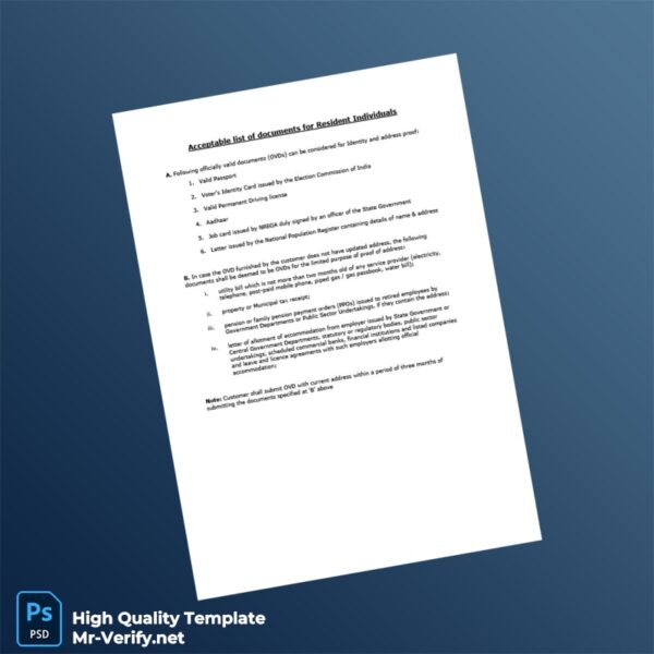 India Editable Proof Of Identity And Address Template in Word and PDF formats India Editable Proof Of Identity And Address Template in Word and PDF formats