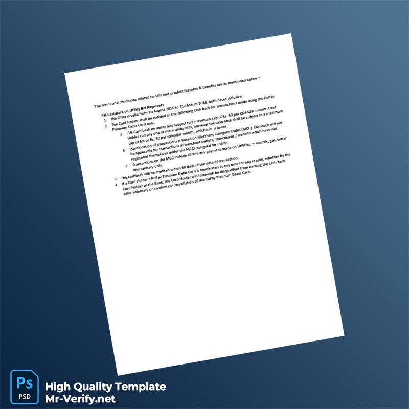 India Editable RuPay Features Document Template in Word and PDF formats India Editable RuPay Features Document Template in Word and PDF formats