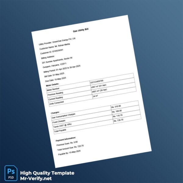 India GreenGas Energy Pvt Ltd Editable Gas Bill Template in Word and PDF formats India GreenGas Energy Pvt Ltd Editable Gas Bill Template in Word and PDF formats