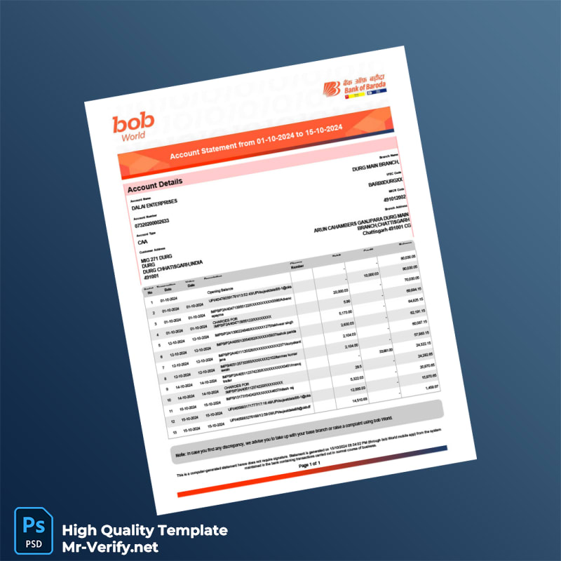 India JCB Account Statement Template in Word and PDF formats India JCB Account Statement Template in Word and PDF formats