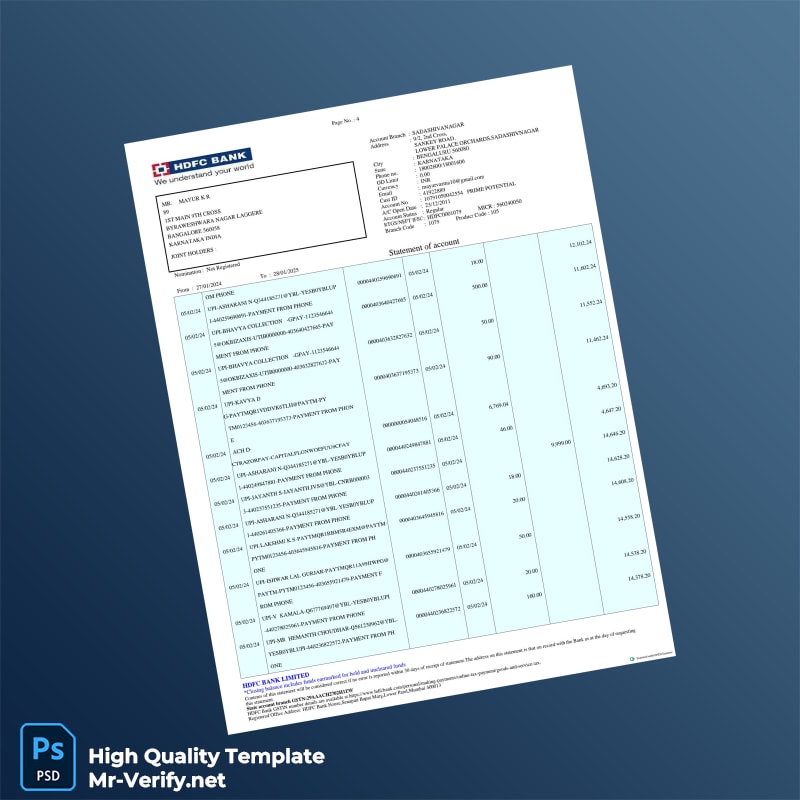 India Mayur Bank Statement Template in Word and PDF formats India Mayur Bank Statement Template in Word and PDF formats