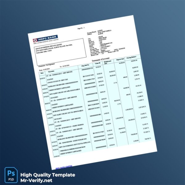 India Qzack Bank Statement Template in Word and PDF formats India Qzack Bank Statement Template in Word and PDF formats