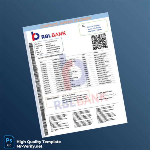 India RBL Bank Statement Template in Word and PDF formats India RBL Bank Statement Template in Word and PDF formats