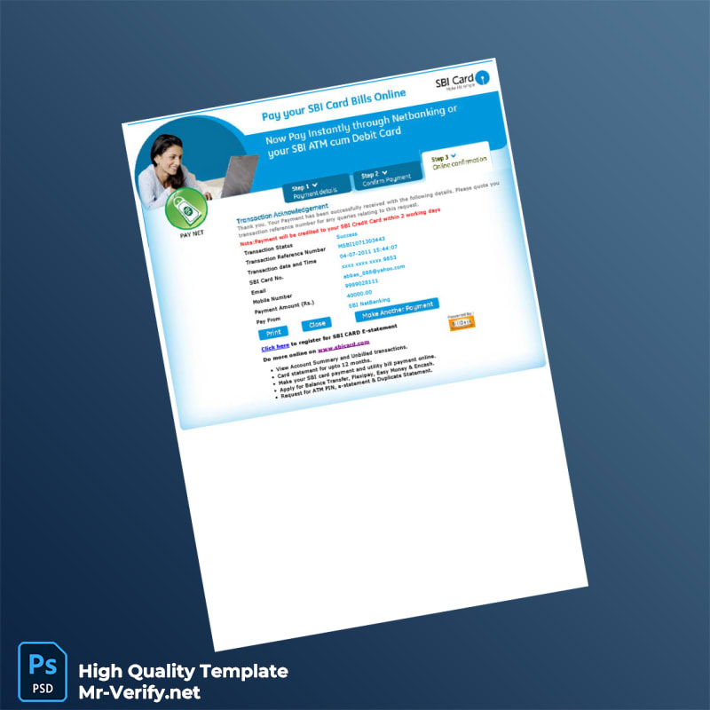 India SBI Editable Payment Acknowledgement Template in Word and PDF formats India SBI Editable Payment Acknowledgement Template in Word and PDF formats