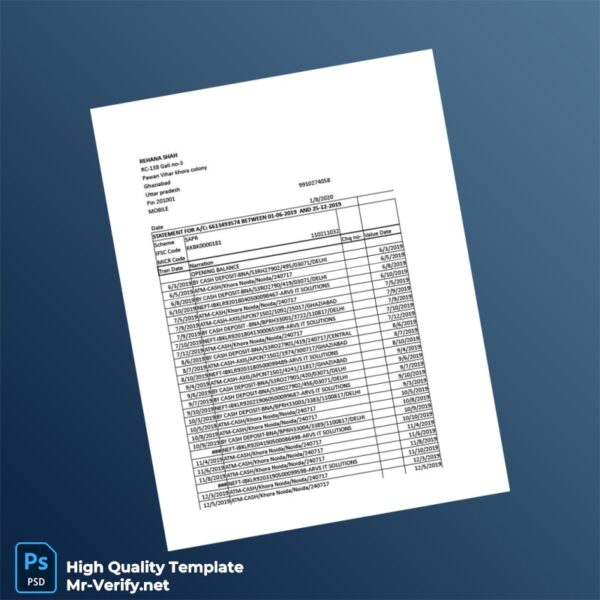 India Visa Inc Bank Statement Template in Word and PDF formats India Visa Inc Bank Statement Template in Word and PDF formats