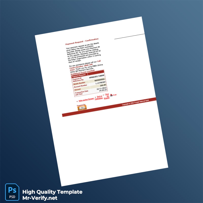 India Vodafone Essar Limited Editable Payment Confirmation Template in Word and PDF formats India Vodafone Essar Limited Editable Payment Confirmation Template in Word and PDF formats