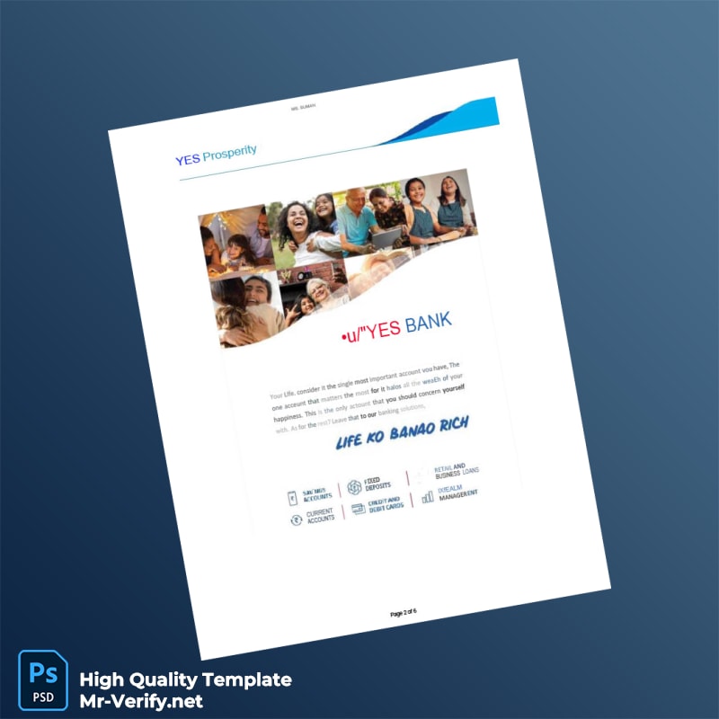 India Yes Bank Statement Template in Word and PDF formats page 2 India Yes Bank Statement Template in Word and PDF formats page 2