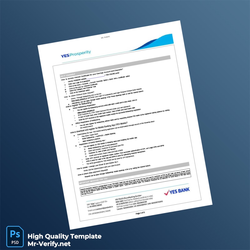 India Yes Bank Statement Template in Word and PDF formats page 4 India Yes Bank Statement Template in Word and PDF formats page 4