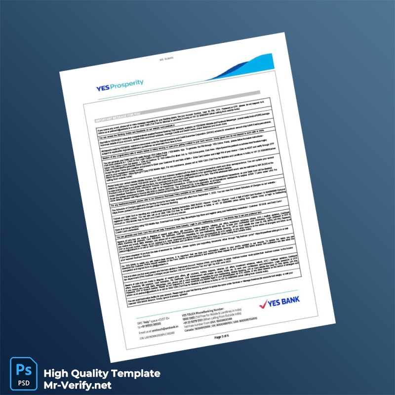 India Yes Bank Statement Template in Word and PDF formats page 5 India Yes Bank Statement Template in Word and PDF formats page 5