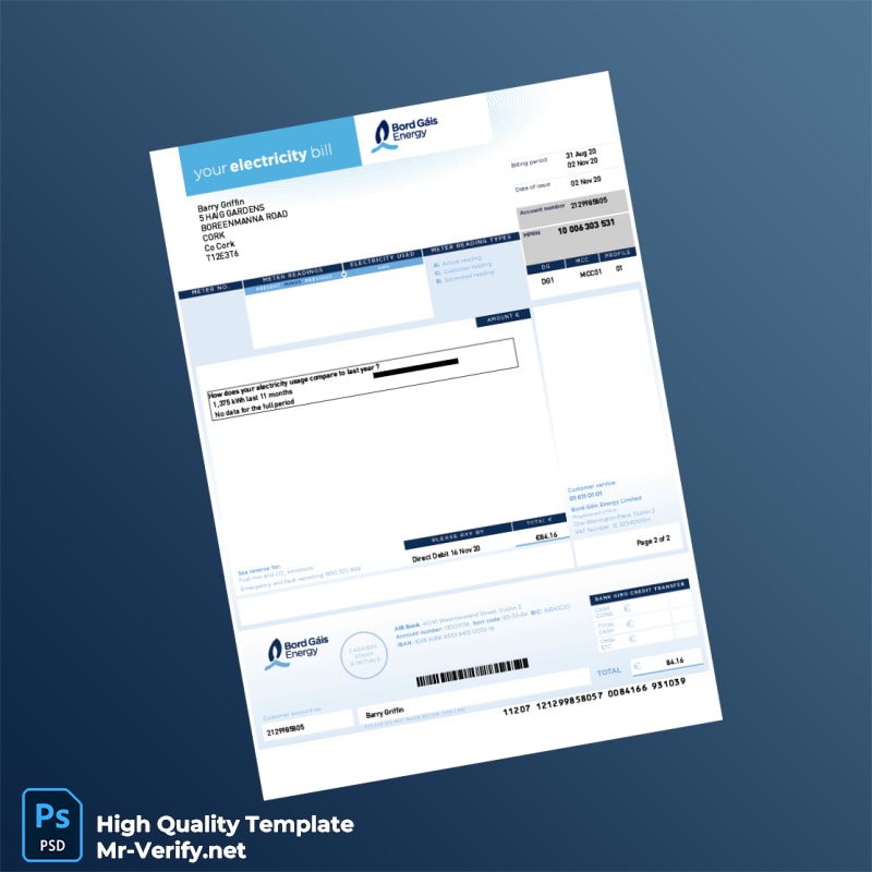 Ireland Bord Gáis Energy Editable Electricity Bill Template in Word and PDF formats page 2 Ireland Bord Gáis Energy Editable Electricity Bill Template in Word and PDF formats page 2