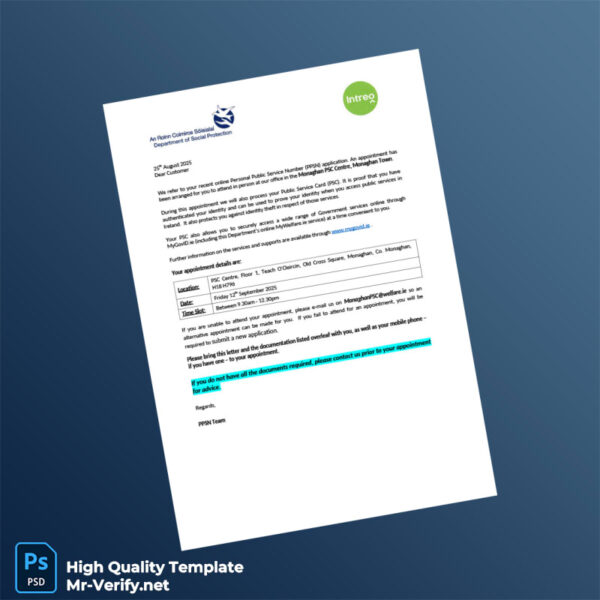 Ireland Editable Appointment Letter Template in Word and PDF formats