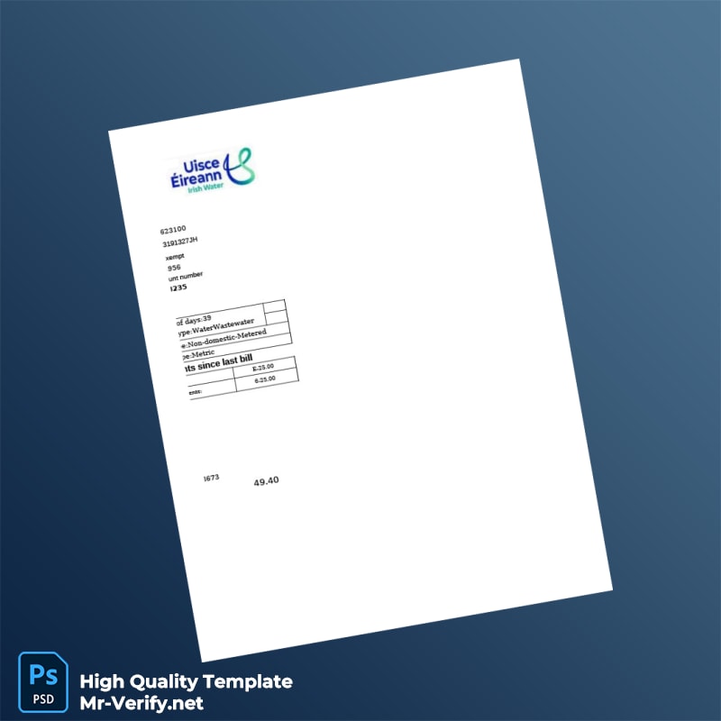 Ireland Editable Water Bill Template in Word and PDF formats page 2 Ireland Editable Water Bill Template in Word and PDF formats page 2