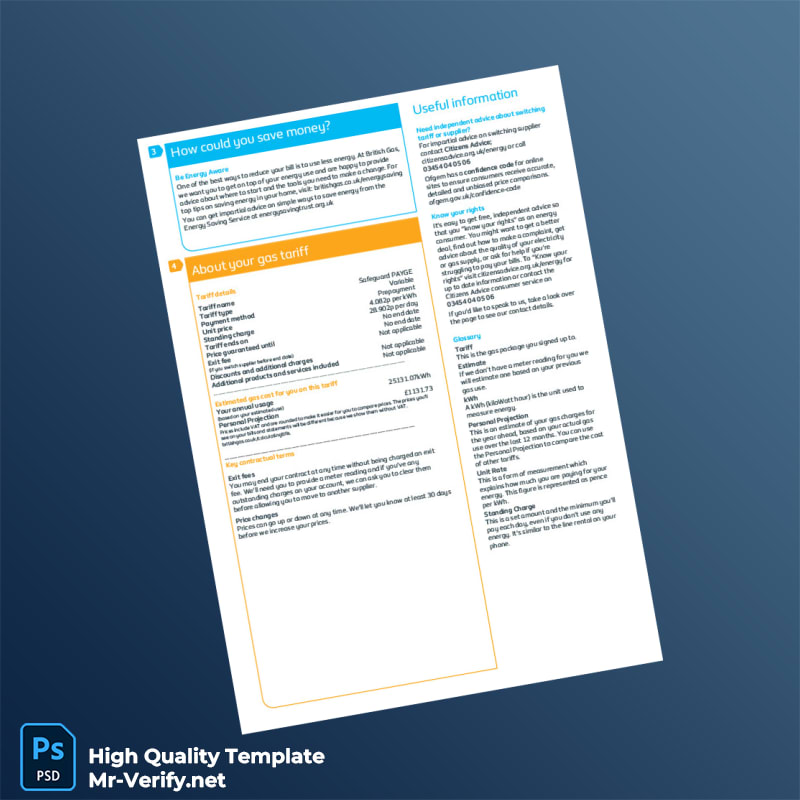 Kazakhstan British Gas Editable Utility Bill Template in Word and PDF formats page 2 Kazakhstan British Gas Editable Utility Bill Template in Word and PDF formats page 2