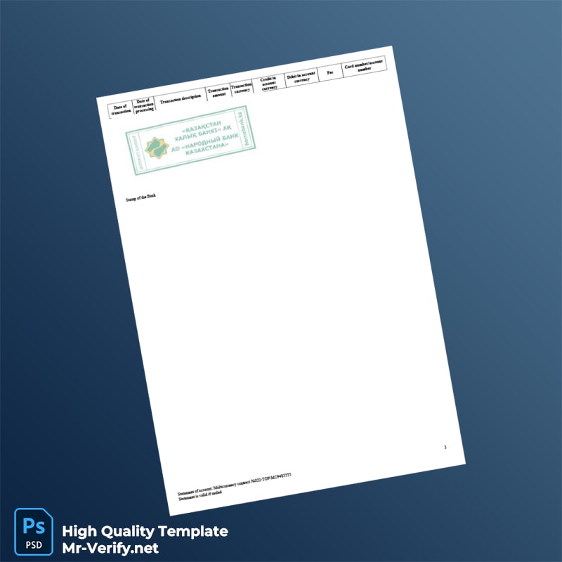 Kazakhstan Halyk Bank Statement Template in Word and PDF formats page 3 Kazakhstan Halyk Bank Statement Template in Word and PDF formats page 3