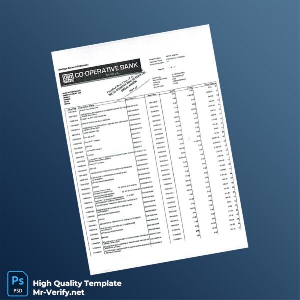 Kenya Cooperative Bank Statement Template in Word and PDF formats Kenya Cooperative Bank Statement Template in Word and PDF formats