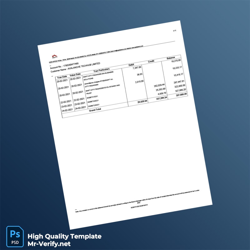 Kenya Equity Bank Account Statement Template in Word and PDF formats page 2 Kenya Equity Bank Account Statement Template in Word and PDF formats page 2