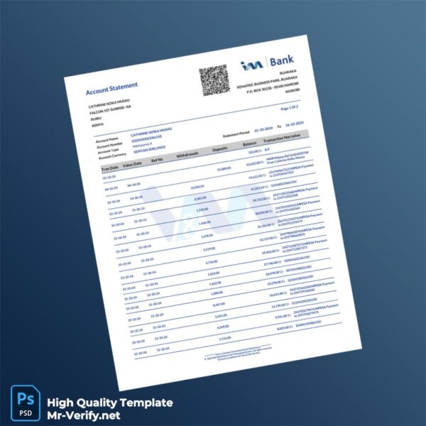 Kenya IM Bank Statement Template in Word and PDF formats Kenya IM Bank Statement Template in Word and PDF formats