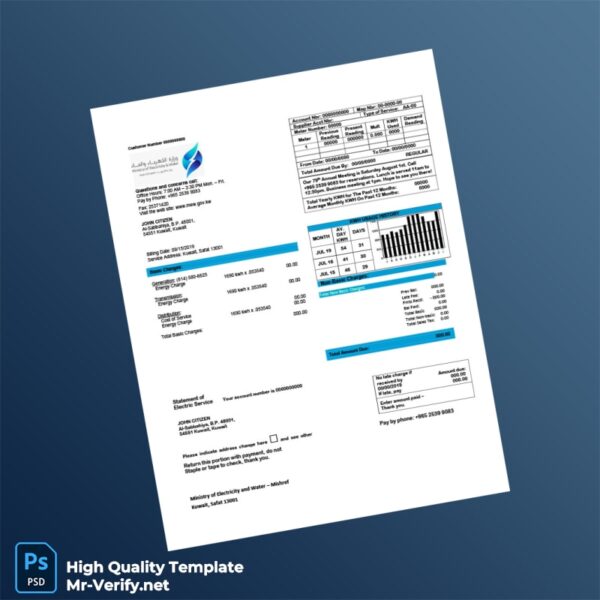 Kuwait Ministry of Electricity and Water Editable Electricity Bill Template in Word and PDF formats Kuwait Ministry of Electricity and Water Editable Electricity Bill Template in Word and PDF formats