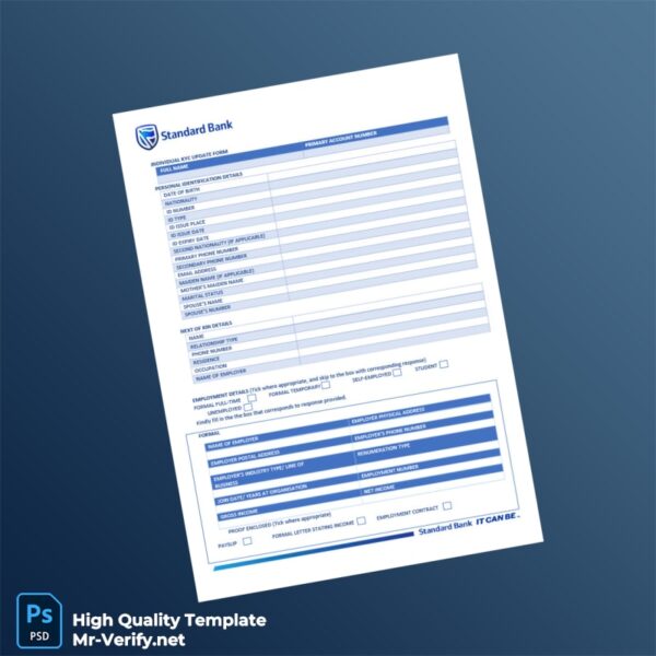 Malawi Standard Bank Editable KYC Update Form Template in Word and PDF formats