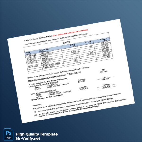Malaysia CIMB Bank Reconciliation Guide Template in Word and PDF formats Malaysia CIMB Bank Reconciliation Guide Template in Word and PDF formats