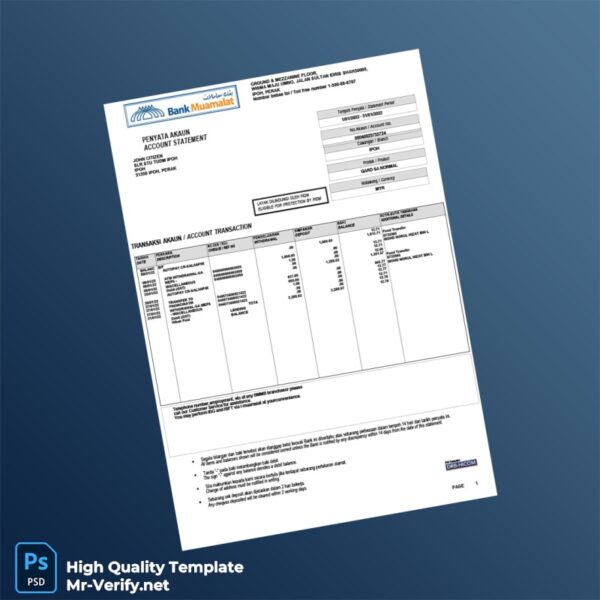 Malaysia DRB-HICOM Bank Statement Template in Word and PDF formats Malaysia DRB-HICOM Bank Statement Template in Word and PDF formats